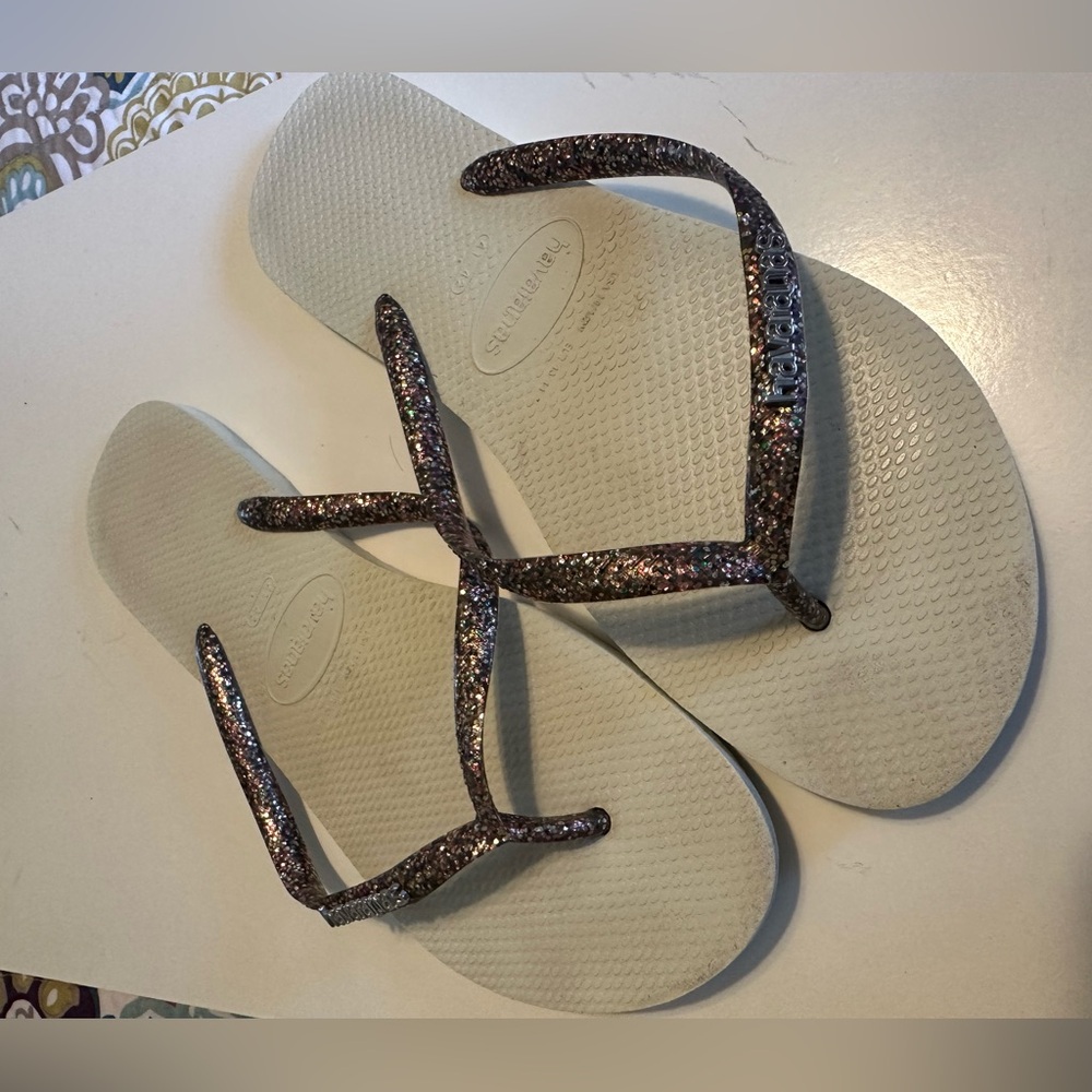 Havaianas Multi Color Sparkle Glitter Flip Flops Sz 11/12 W